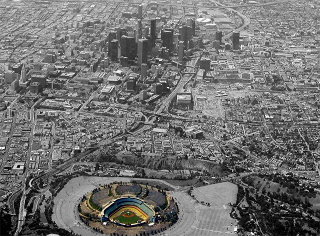 Downtown Los Angeles with Dodger Stadium